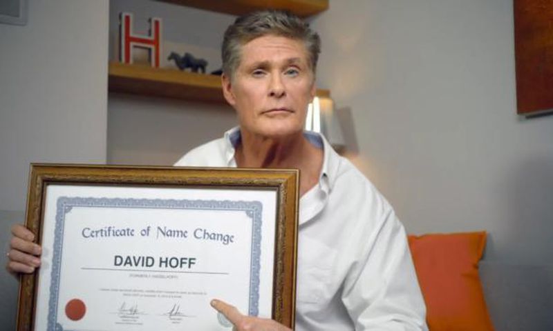 David Hassellhoff changes name to David Hoff
