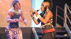 Sherifa Gunu with one of her dancers at Miss Ghana 2015