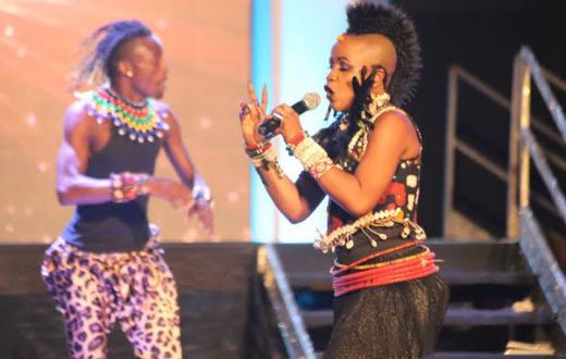 Sherifa Gunu with one of her dancers at Miss Ghana 2015