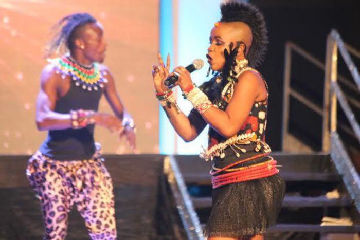 Sherifa Gunu with one of her dancers at Miss Ghana 2015