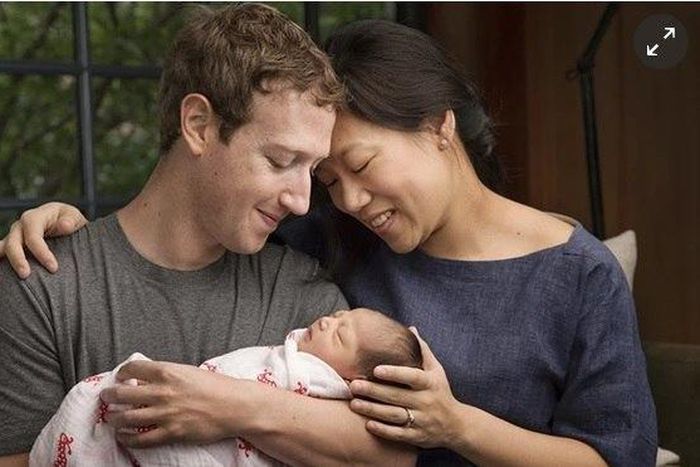 Mark Zuckerberg and Priscilla Chan with their new daughter Max. Photograph: AP