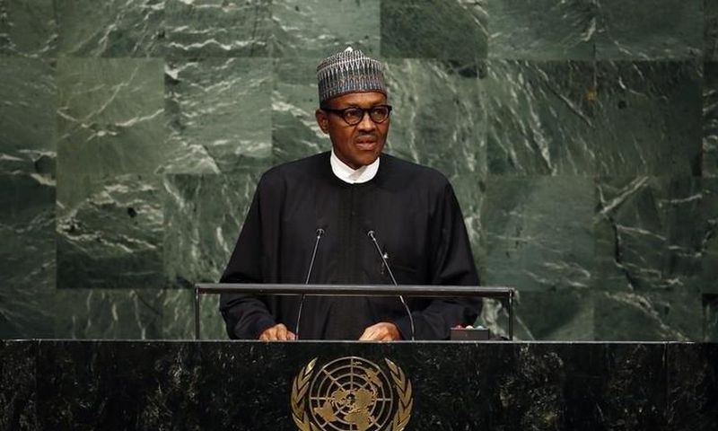 Nigeria's President Muhammadu Buhari addresses a plenary meeting of the United Nations Sustainable Development Summit 2015 at the United Nations headquarters in Manhattan, New York September 25, 2015.    REUTERS/Andrew Kelly