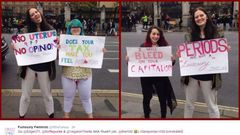 Women menstruate on their white trousers without putting on a pad to campaign against tax [Graphic]