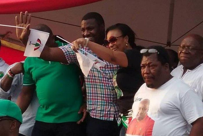 John Dumelo and Papa Nii at the “Changing Lives, Transforming Ghana” rally in Ho.