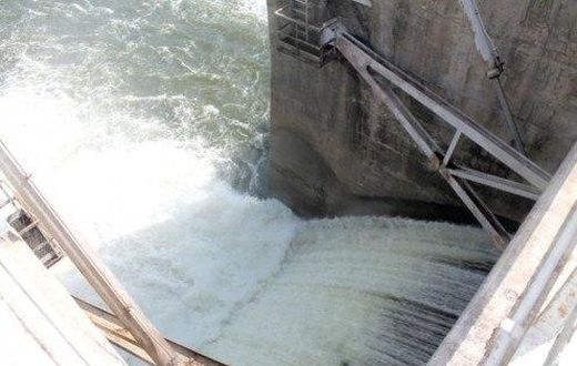 Water being spilled from the Weija Dam