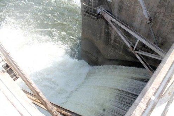 Water being spilled from the Weija Dam