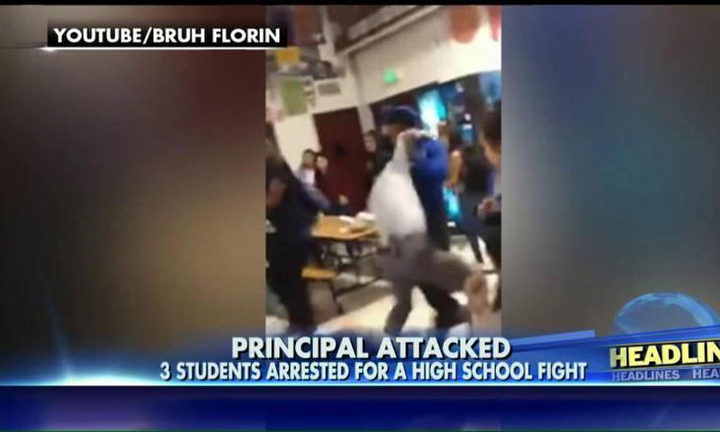 Student slams Principal to the ground after he tried to break a fight 