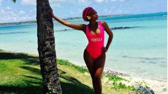 Bonang Matheba at the beach