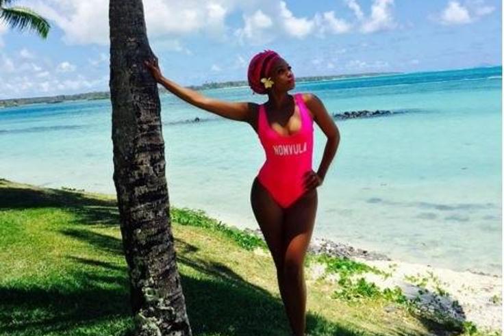 Bonang Matheba at the beach