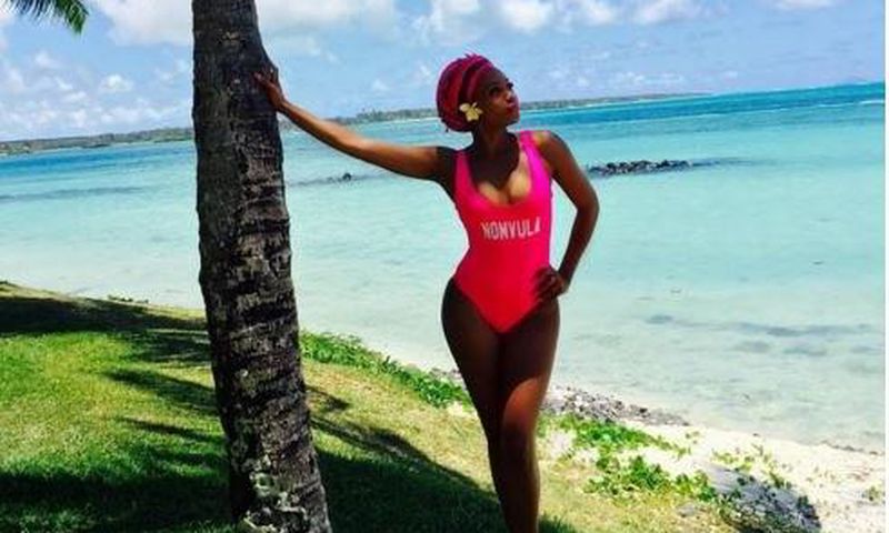 Bonang Matheba at the beach