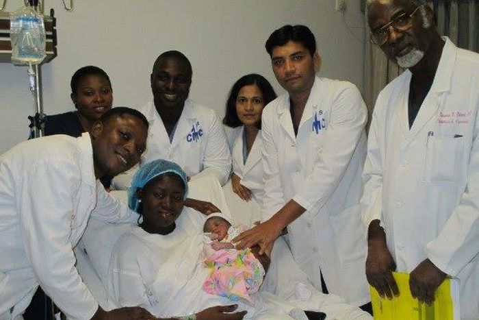 Wife of Nigerian Ebola survivor, Dr Adewale Adejoro delivers healthy baby on December 1, 2015, at the First Consultant Medical Centre (FCMC) in Lagos.