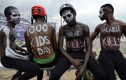 Actors warn against malaria in a campaign by the group behind Moskeeto Armor, a mosquito repellent fabric, in Lagos.