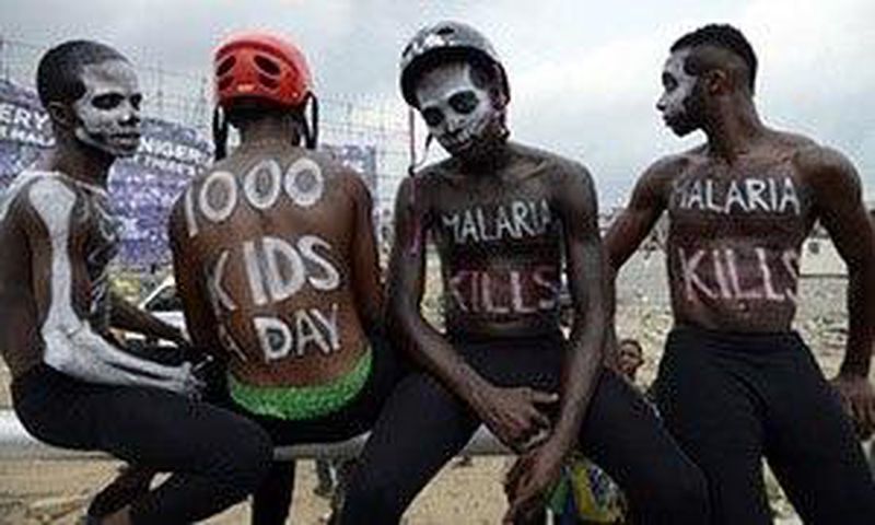 Actors warn against malaria in a campaign by the group behind Moskeeto Armor, a mosquito repellent fabric, in Lagos.