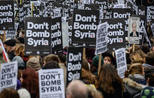 Thousand of people protest against military intervention in Syria