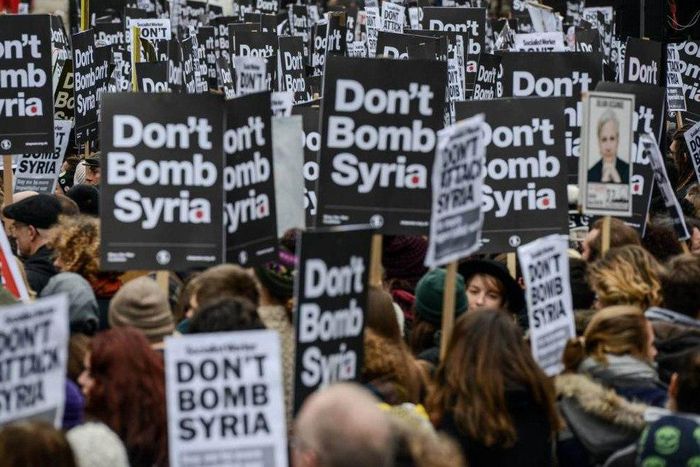 Thousand of people protest against military intervention in Syria