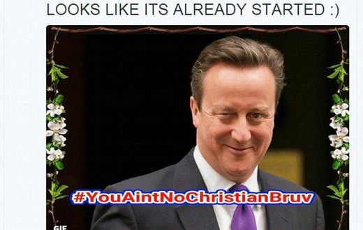 Twitter users insult David Cameron after posting Christmas message on peace and love