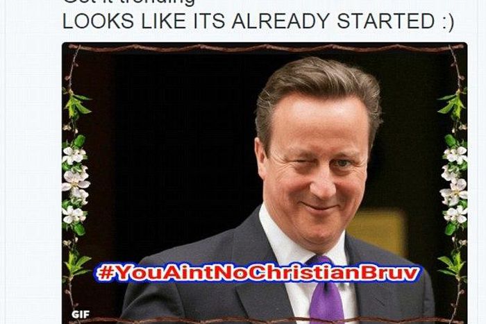 Twitter users insult David Cameron after posting Christmas message on peace and love