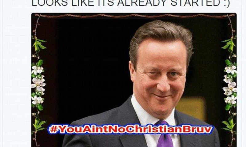 Twitter users insult David Cameron after posting Christmas message on peace and love