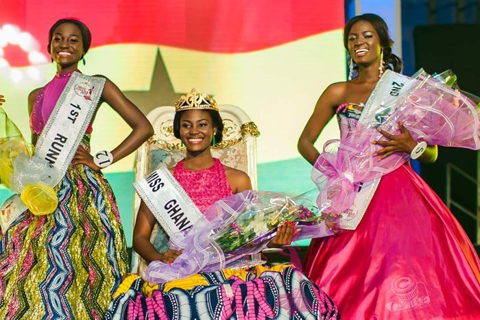 Antoinette Delali Kemavor [seated] crowned Miss Ghana 2015