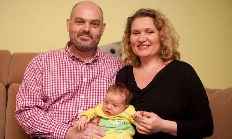 Karolina Dabrowska with partner Matthew Errington and their new born baby.