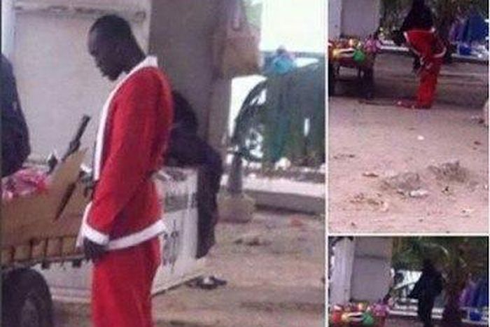 Man pictured dressed as Santa while praying under a bridge goes viral