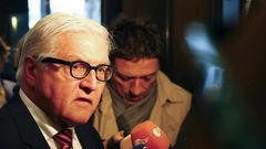 German Foreign Minister Frank Walter Steinmeier talks to the media upon his arrival in a hotel before a meeting in Vienna, Austria October 30, 2015.