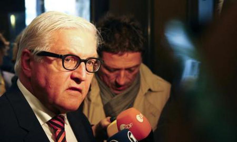 German Foreign Minister Frank Walter Steinmeier talks to the media upon his arrival in a hotel before a meeting in Vienna, Austria October 30, 2015.
