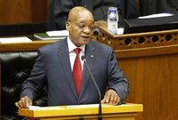 South Africa's President Jacob Zuma responds to questions on his State of the Nation address at Parliament in Cape Town February 19, 2015. REUTERS/Mike Hutchings