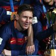 Lionel Messi celebrating Barcelona's World Club Cup win