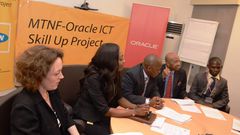 MTN and Oracle officials at the announcement of the second phase of the project