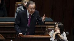 U.N. Secretary General Ban Ki-moon speaks at the Chambers of Deputies in Rome, Italy, October 15, 2015. REUTERS/Remo Casilli