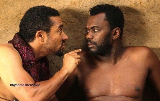 Majid Michel and Wale Ojo on set of "Ayanmma"