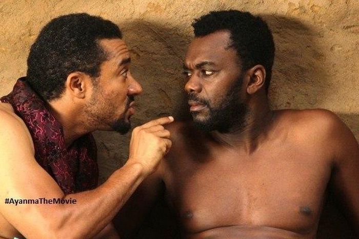 Majid Michel and Wale Ojo on set of "Ayanmma"