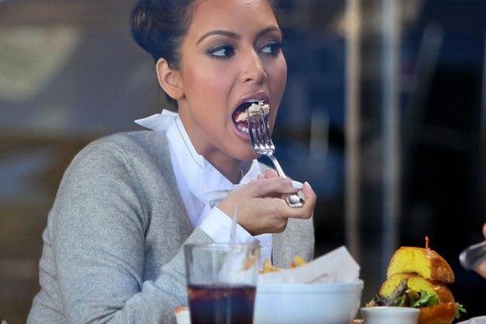 Kim Kardashian eating