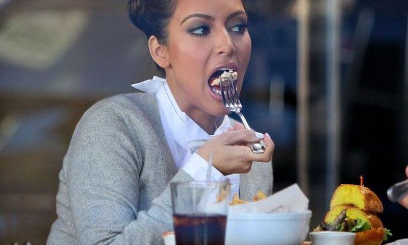 Kim Kardashian eating