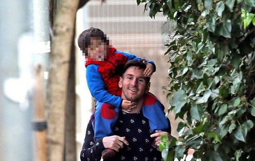 Lionel Messi and his son, Thiago