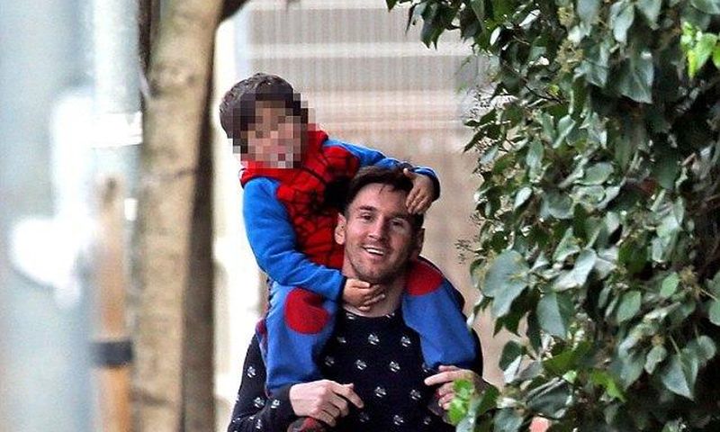 Lionel Messi and his son, Thiago