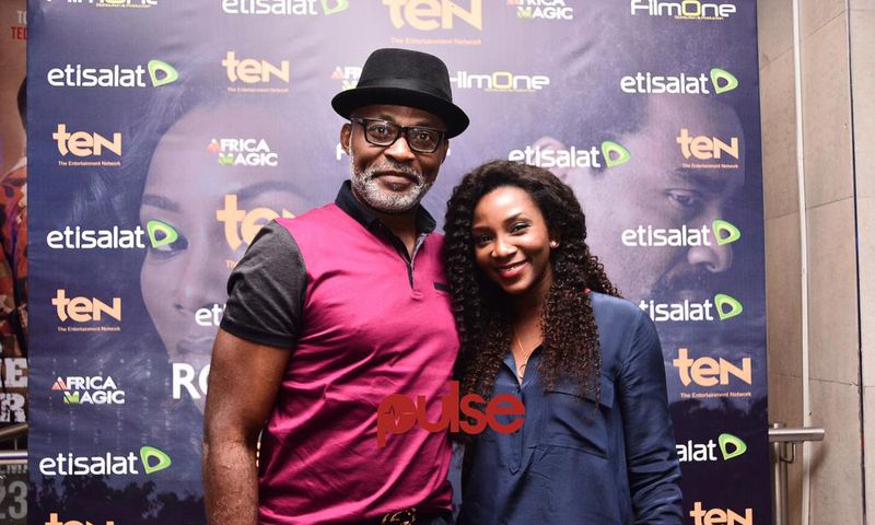Richard Mofe Damijo and Genevieve Nnaji at the media screening of 'Road to Yesterday.'