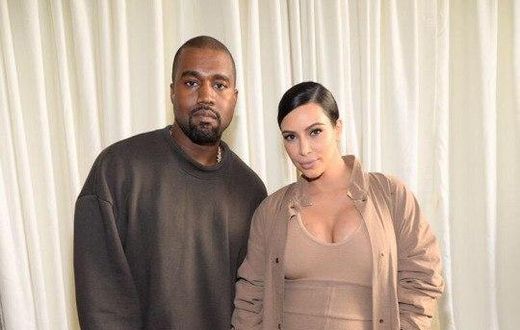 Kanye West and Kim Kardashian at the Yeezy Spring 2015 R-T-W presentation at the 2015 New York Fashion Week