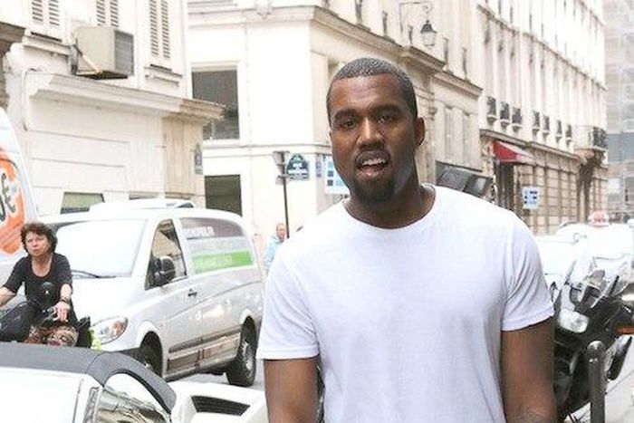 Kanye West in plain white tee shirt