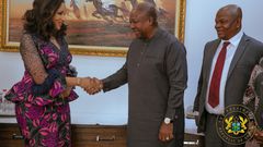 President John Dramani Mahama and Nigeria's Minister of State for Foreign Affairs, Bianca Odumegwu-Ojukwu