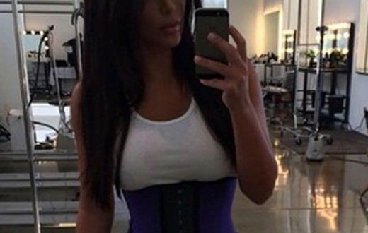 Kim Kardashian rocking waist trainer after pregnancy