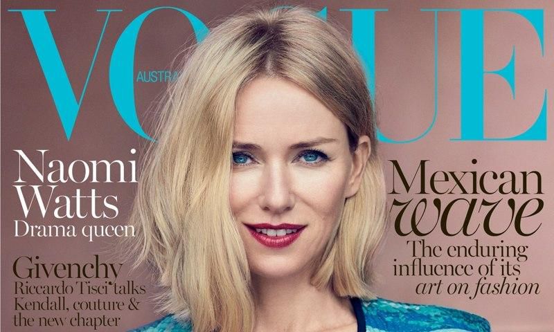Naomi Watts covers Vogue Australia October 2015 edition