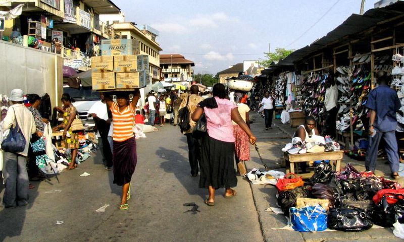 A scene from a market in Accra