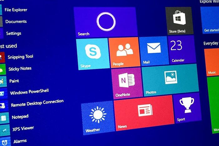 Windows 10 homescreen
