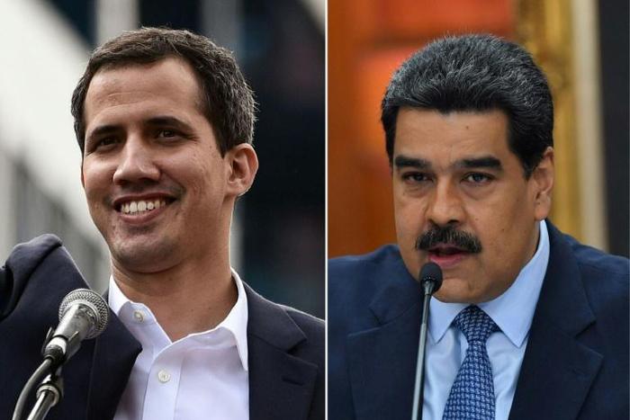 Venezuela's National Assembly head Juan Guaido (L) has challenged the legitimacy of President Nicolas Maduro