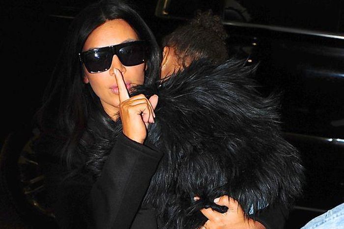 Kim Kardashian shhh press as North West takes a nap