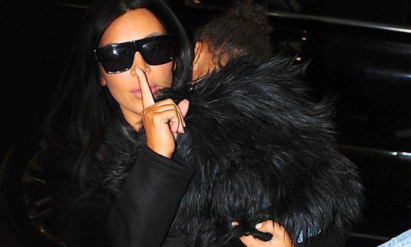 Kim Kardashian shhh press as North West takes a nap