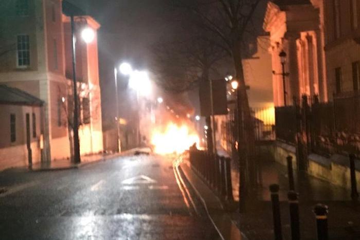 The Police Service of Northern Ireland tweeted a photograph of a suspected car bomb outside a courthouse in Londonderry, warning that evacuations were taking place due to a second suspect vehicle in the city