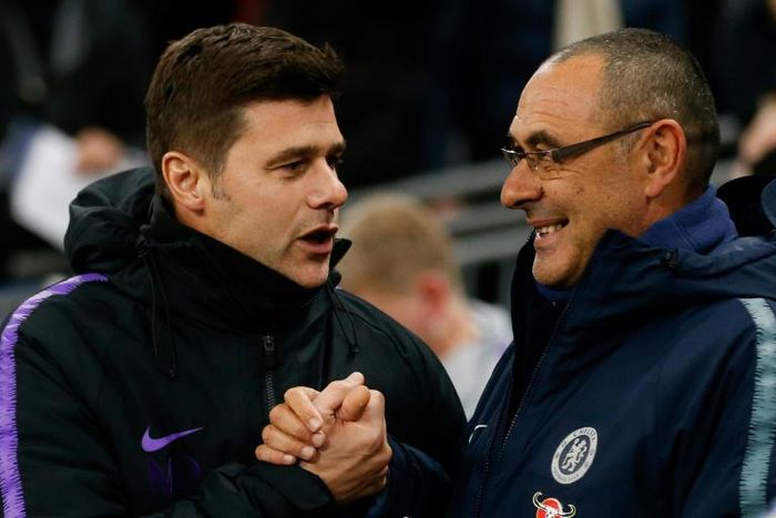Chelsea boss Maurizio Sarri (right) goes head-to-head with Tottenham manager Mauricio Pochettino in the League Cup semi-final